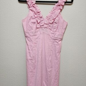 Lilly Pulitzer PINK/WHITE Shearsucker Dress Sz2  Vintage